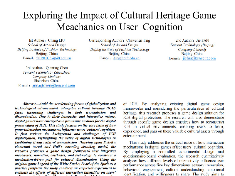 Exploring the impact of cultural heritage game mechanics on user cognition